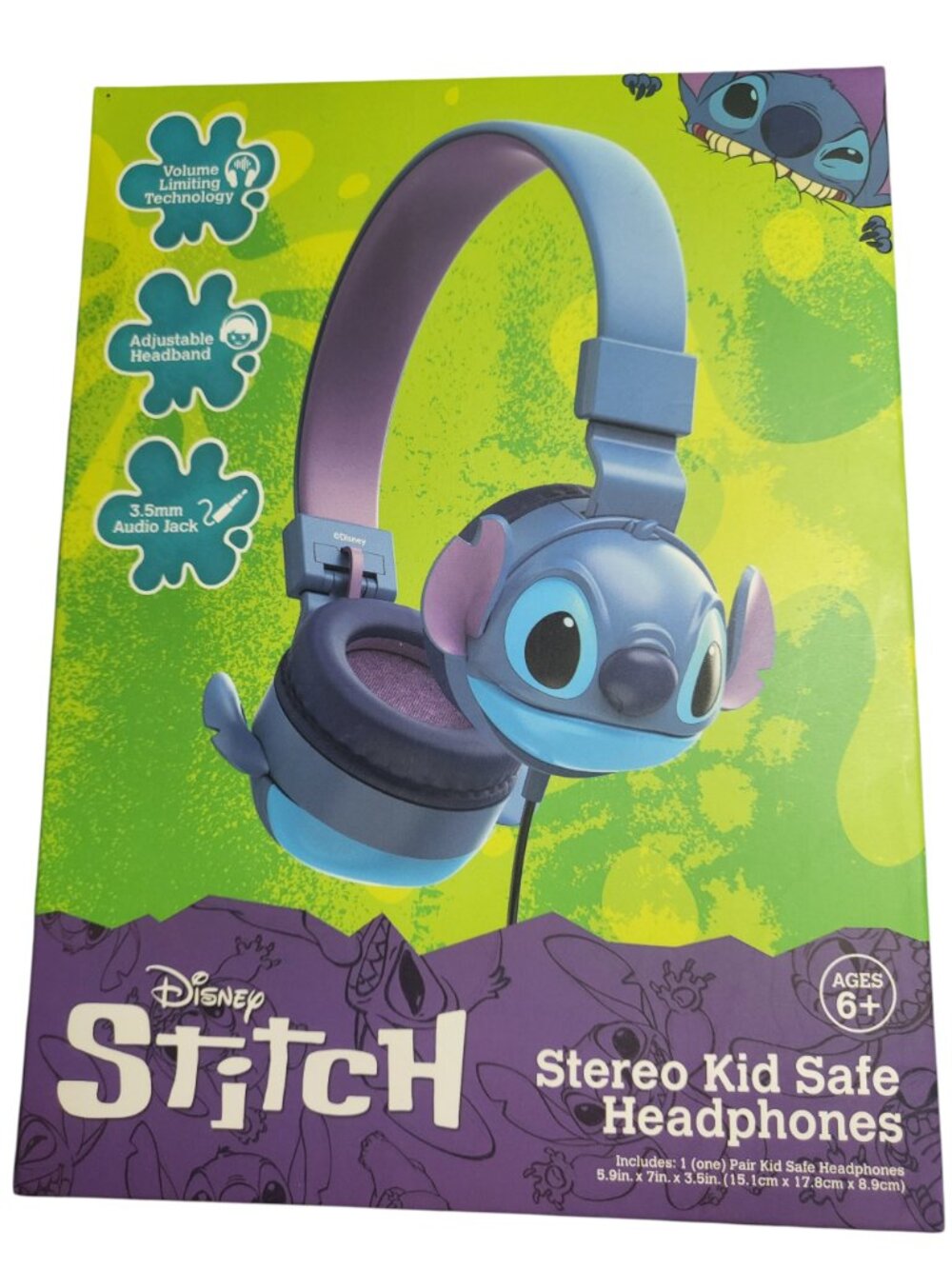 Disney Stitch Kids Safe Stereo Headphones